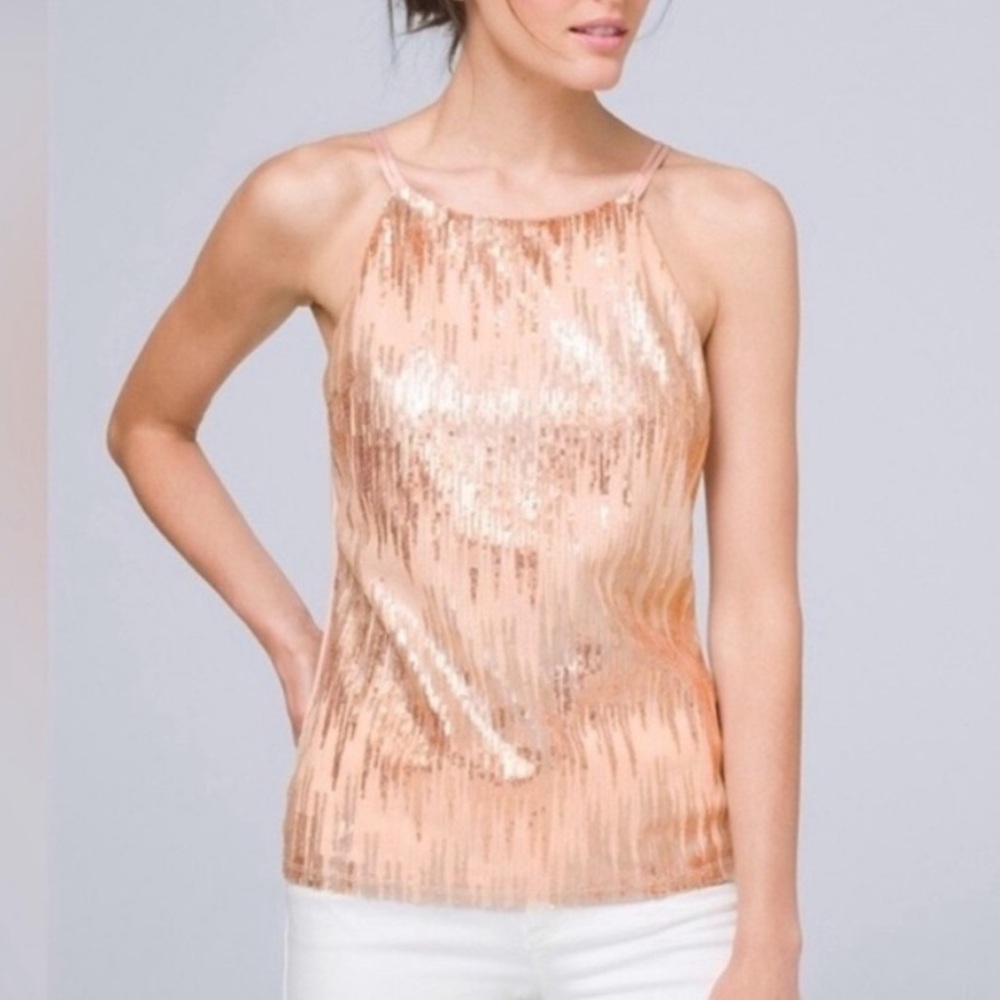 White House Black Market Soft Pink Sequin Top NWT